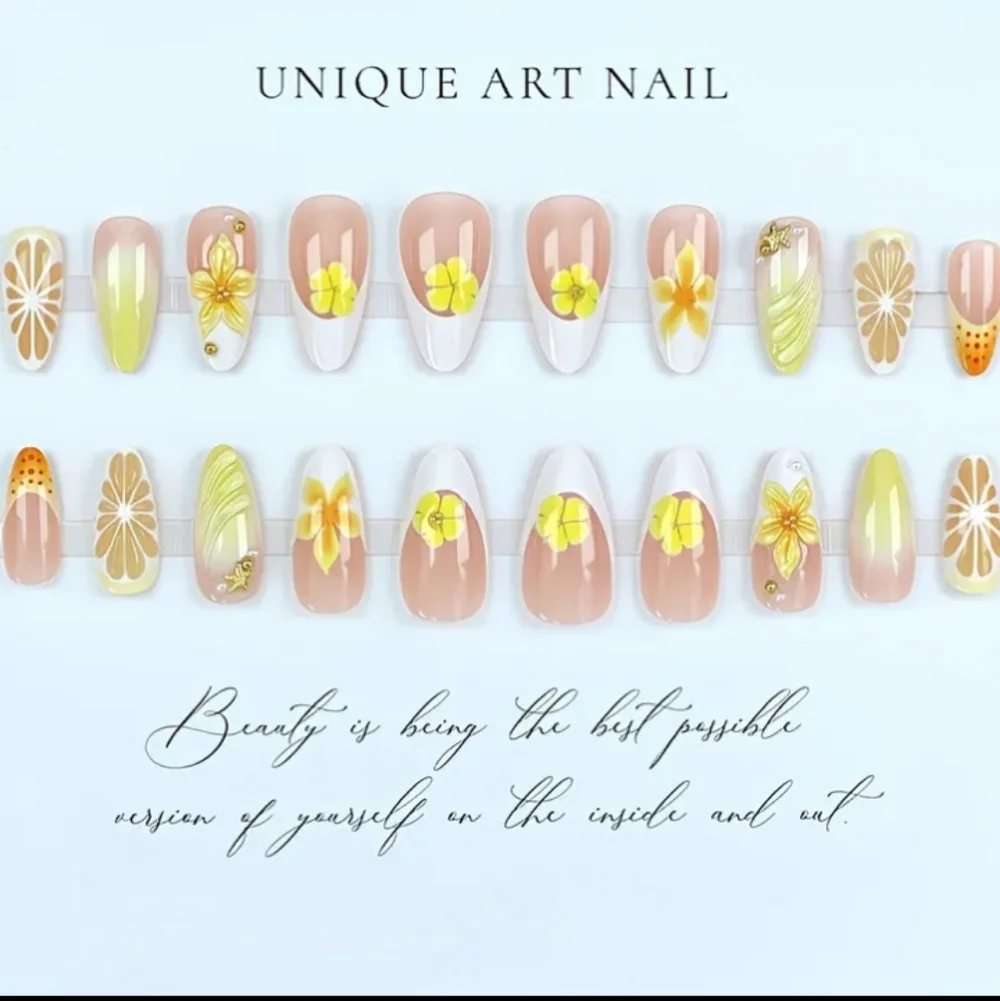 🔥3/$21   3D Floral Yellow Press On Nails Set